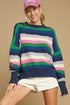 Relaxed Fit Drop Shoulder Textured Knit Striped Sweater