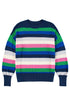 Relaxed Fit Drop Shoulder Textured Knit Striped Sweater