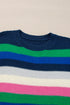 Relaxed Fit Drop Shoulder Textured Knit Striped Sweater