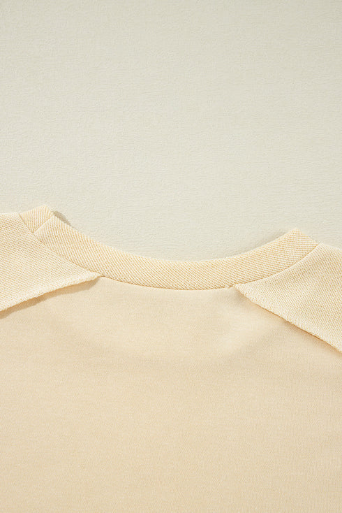 Relaxed Fit Exposed Seam Crew Neck Pullover Sweatshirt