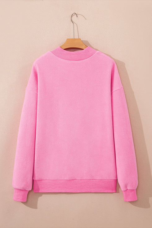 Relaxed Fit Exposed Seam Mock Neck Pullover Sweatshirt