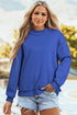 Relaxed Fit Exposed Seam Mock Neck Pullover Sweatshirt