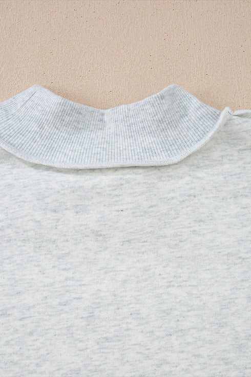 Relaxed Fit Exposed Seam Mock Neck Pullover Sweatshirt