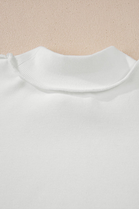 Relaxed Fit Exposed Seam Mock Neck Pullover Sweatshirt