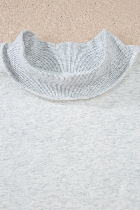Relaxed Fit Exposed Seam Mock Neck Pullover Sweatshirt