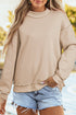 Relaxed Fit Exposed Seam Mock Neck Pullover Sweatshirt