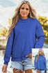 Relaxed Fit Exposed Seam Mock Neck Pullover Sweatshirt