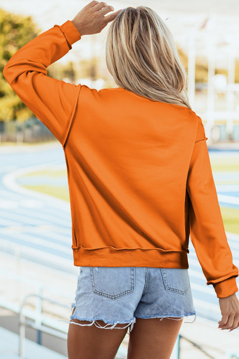 Relaxed Fit Exposed Seam Mock Neck Pullover Sweatshirt
