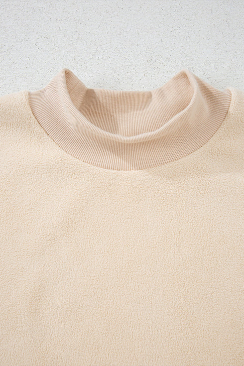 Relaxed Fit Exposed Seam Mock Neck Pullover Sweatshirt
