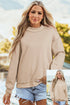 Relaxed Fit Exposed Seam Mock Neck Pullover Sweatshirt