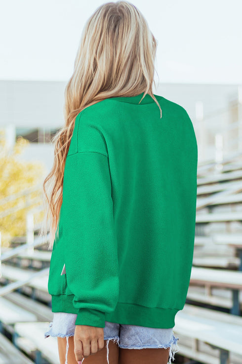 Relaxed Fit Exposed Seam Mock Neck Pullover Sweatshirt