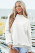 Relaxed Fit Exposed Seam Mock Neck Pullover Sweatshirt