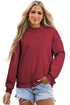 Relaxed Fit Exposed Seam Mock Neck Pullover Sweatshirt