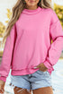 Relaxed Fit Exposed Seam Mock Neck Pullover Sweatshirt