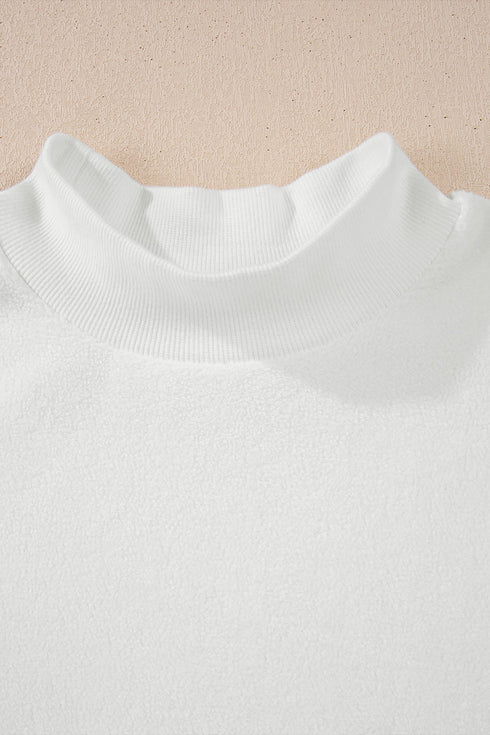 Relaxed Fit Exposed Seam Mock Neck Pullover Sweatshirt