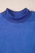 Relaxed Fit Exposed Seam Mock Neck Pullover Sweatshirt