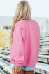 Relaxed Fit Exposed Seam Mock Neck Pullover Sweatshirt