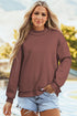 Relaxed Fit Exposed Seam Mock Neck Pullover Sweatshirt