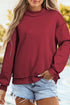 Relaxed Fit Exposed Seam Mock Neck Pullover Sweatshirt