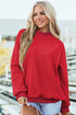 Relaxed Fit Exposed Seam Mock Neck Pullover Sweatshirt