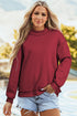 Relaxed Fit Exposed Seam Mock Neck Pullover Sweatshirt