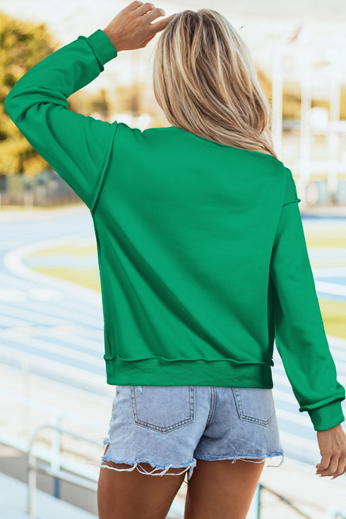 Relaxed Fit Exposed Seam Mock Neck Pullover Sweatshirt