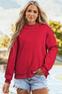 Relaxed Fit Exposed Seam Mock Neck Pullover Sweatshirt