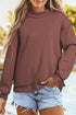 Relaxed Fit Exposed Seam Mock Neck Pullover Sweatshirt