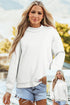 Relaxed Fit Exposed Seam Mock Neck Pullover Sweatshirt