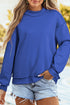 Relaxed Fit Exposed Seam Mock Neck Pullover Sweatshirt