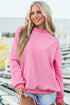 Relaxed Fit Exposed Seam Mock Neck Pullover Sweatshirt