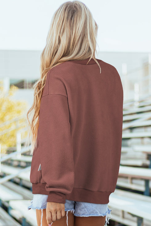 Relaxed Fit Exposed Seam Mock Neck Pullover Sweatshirt
