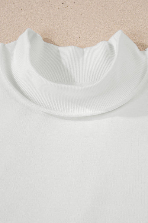 Relaxed Fit Exposed Seam Mock Neck Pullover Sweatshirt