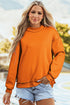 Relaxed Fit Exposed Seam Mock Neck Pullover Sweatshirt