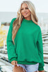 Relaxed Fit Exposed Seam Mock Neck Pullover Sweatshirt