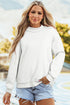 Relaxed Fit Exposed Seam Mock Neck Pullover Sweatshirt