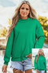 Relaxed Fit Exposed Seam Mock Neck Pullover Sweatshirt