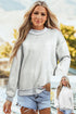 Relaxed Fit Exposed Seam Mock Neck Pullover Sweatshirt