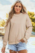 Relaxed Fit Exposed Seam Mock Neck Pullover Sweatshirt