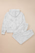 Relaxed Fit Feather Print Kangaroo Pocket Hoodie
