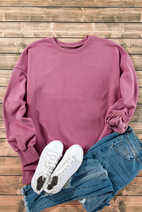 Relaxed Fit Fleece Lined Pullover Sweatshirt