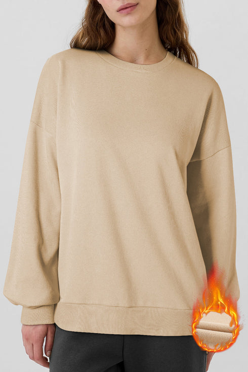 Relaxed Fit Fleece Lined Pullover Sweatshirt