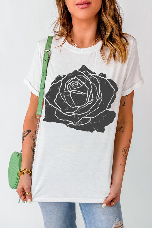 Relaxed Fit Floral Graphic Print Short Sleeve Tee