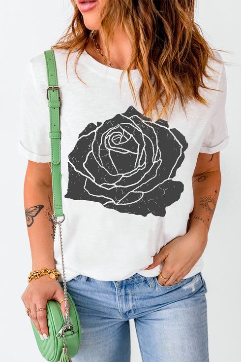 Relaxed Fit Floral Graphic Print Short Sleeve Tee