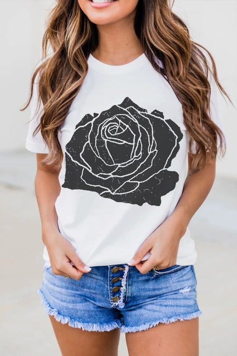 Relaxed Fit Floral Graphic Print Short Sleeve Tee