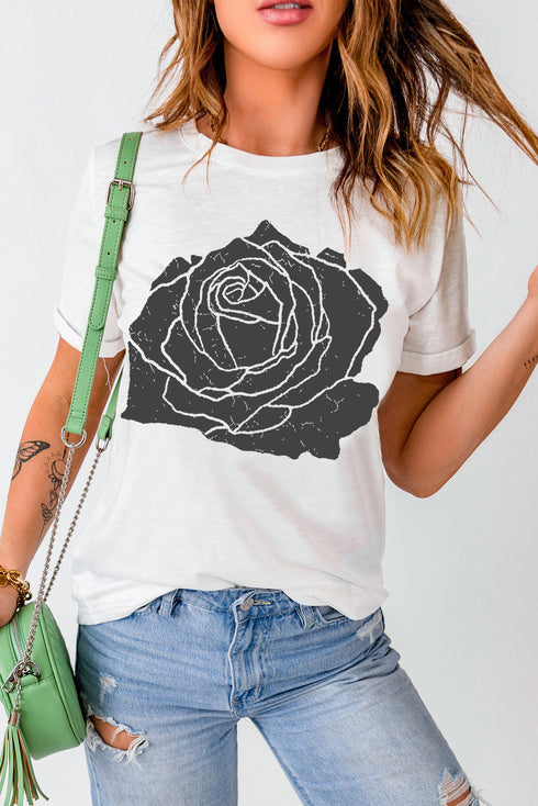 Relaxed Fit Floral Graphic Print Short Sleeve Tee