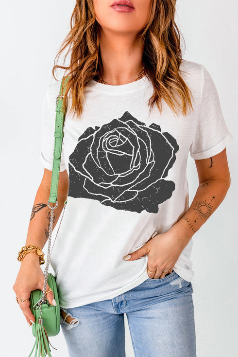 Relaxed Fit Floral Graphic Print Short Sleeve Tee