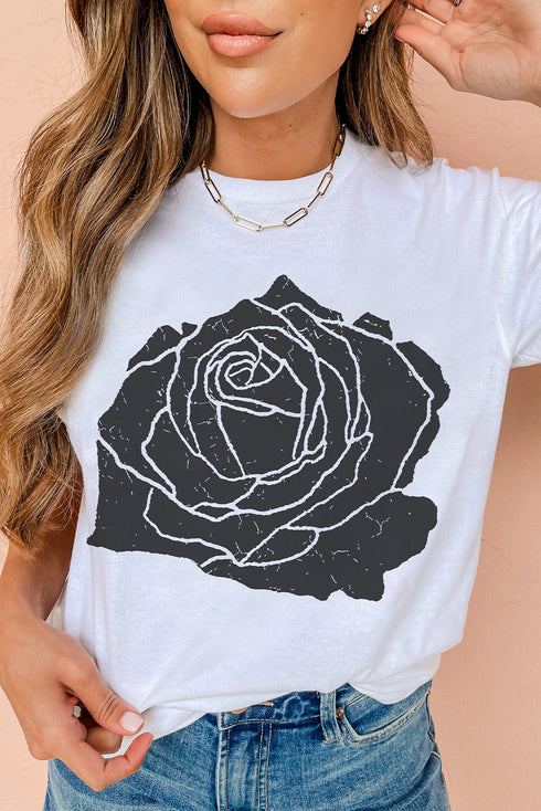 Relaxed Fit Floral Graphic Print Short Sleeve Tee