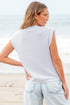 Relaxed Fit Floral Knit Short Sleeve Sweater
