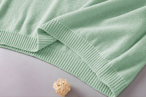 Relaxed Fit Floral Knit Short Sleeve Sweater